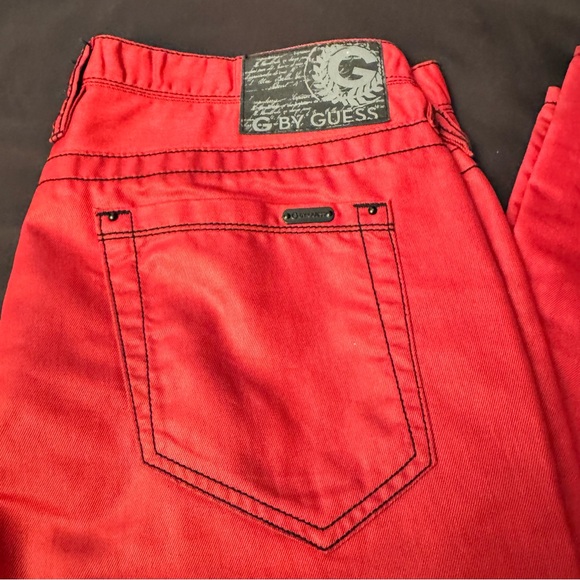 GUESS Men Slim Straight Denim Jeans Size 34 x 32 Red DREXEL SKINNY G by guess - Picture 1 of 9